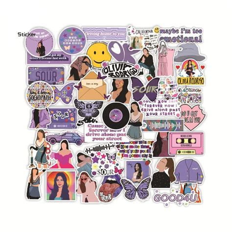 Buy Pricks® Purple Aesthetic Girl Butterfly 50 Stickers Set Sour