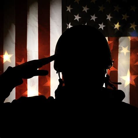 American Flag Soldier Salute Silhouette Silhouette Painting