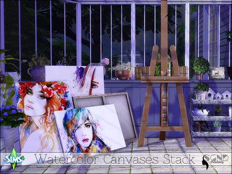Sims 4 Ccs The Best Ts4 Stacks Of Watercolour Canvases By The Sim