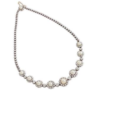 Natural Saltwater Pearl And Diamond Silver Topped Gold Necklace For