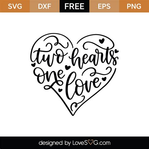 Free Two Hearts One Love SVG Cut File | Lovesvg.com