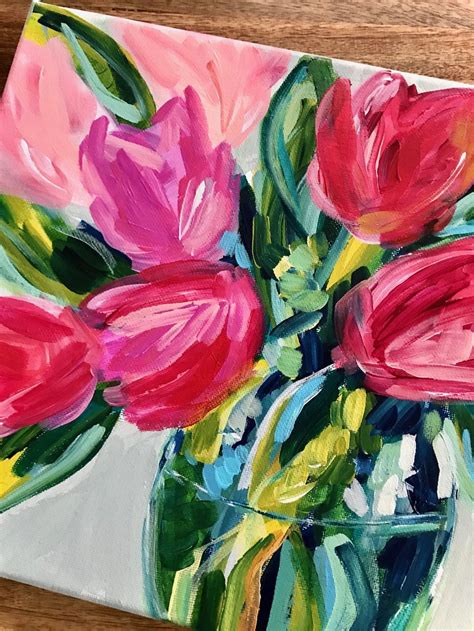 Easy Tulips Flower Painting For Beginners Paint Flowers On Canvas