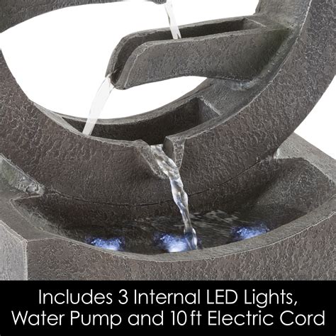 Round Cascade Fountain 4 Tier Polyresin Waterfall With Led Lights
