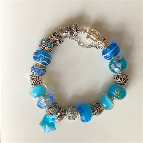 Sterling Silver Pandora Style Charm Bracelet Blue Star Etsy