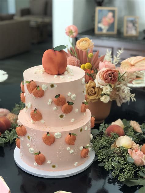 Peach Themed Birthday Cake Themed Birthday Cakes Cake Cake Cookies