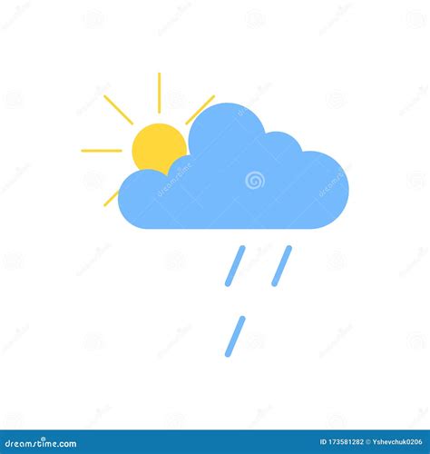 Cloud Rain And Sun Signs Sky Symbols White Background Vector