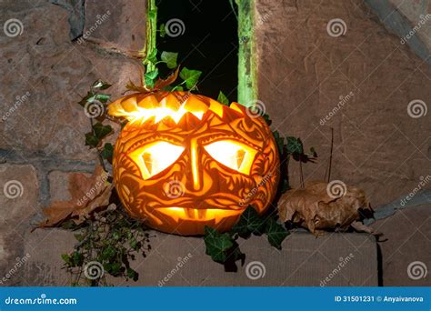 Jack Olantern Sulla Notte Di Halloween Immagine Stock Immagine Di