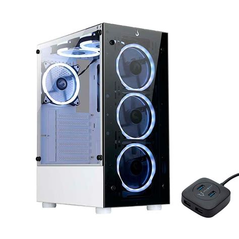 Gabinete Gamer Rise Mode Glass X Frost Mid Tower Frontal E Lateral