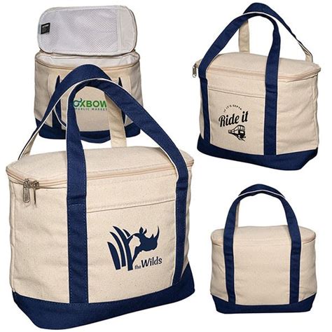 Logo Imprinted Cotton Cooler Lunch Tote Custom Boat Tote Lunch Bag