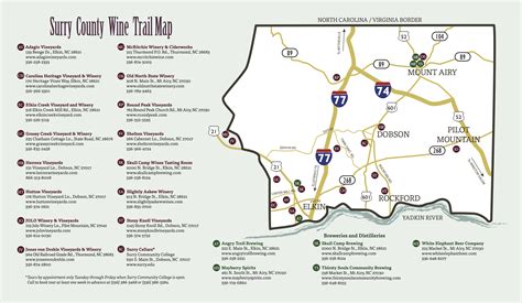 Surry County Wine Trail Map 2018 Wine Trail Winery Map Nc Map