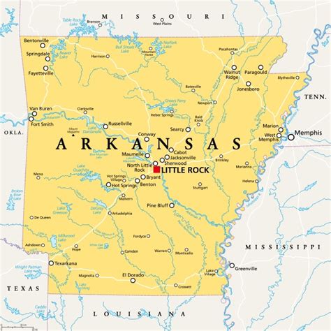 Arkansas Ar Political Map Us State Nicknamed The Stock Photo