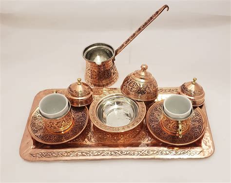 New Handmade Copper Turkish Coffee Set Turkish Coffee Cezve Coffee