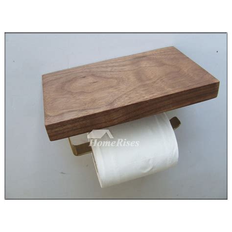 This spare toilet paper holder is heavy duty for hospitality project public bathrooms. Wall Mount Toilet Paper Holder Wooden Natural With Shelf