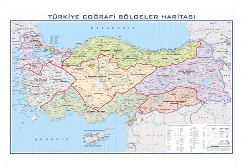 Türkiye Bölgeler Haritası 70x100cm 90 00 TL Kdv Türkiye Bölgeler