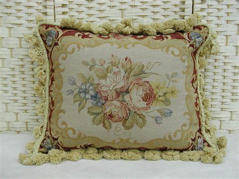 red floral roses throw pillow cover handmade needlepoint cushion cover 16x20 needlepoint