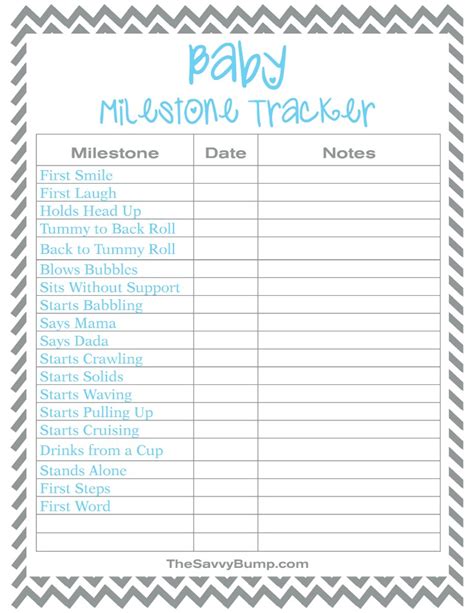 Free Printable Baby Milestone Tracker • The Savvy Bump