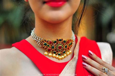 Pearl Choker Necklace By Aarni South India Jewels