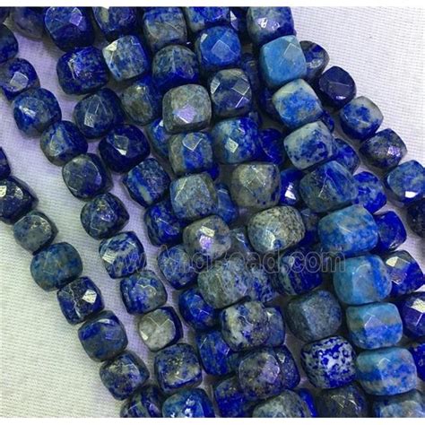 Blue Lapis Lazuli Bead Faceted Cube Approx 10x10mm Gmlb4140