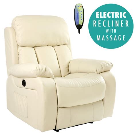 Chester Electric Heated Leather Massage Recliner Chair Sofa Gaming Home Armchair Ebay