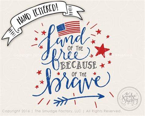 Patriotic Printable File Land Of The Free Diy Print Because Of The