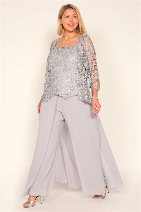 Marina Silver Mother Of The Bride Pant Suit In 2021 Plus Size Formal