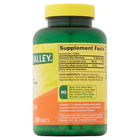 Usa Spring Valley Vitamin C Tablets 500 Mg 250 Ct