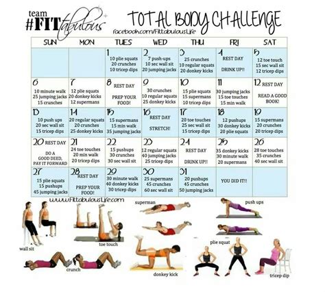 30 Day Total Body Challenge Workout Challenge Beginner Full Body