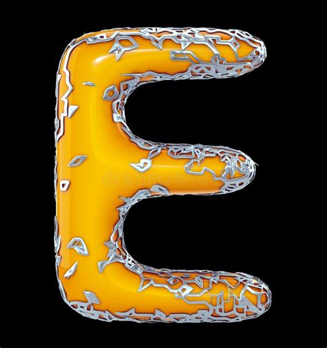 Golden Shining Metallic 3d With Yellow Paint Symbol Capital Letter E