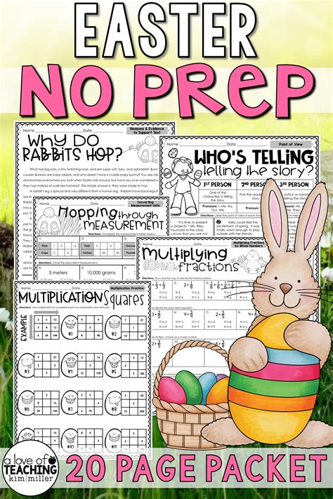 Easter & spring math worksheets for converting fractions to decimals. Easter Activities NO PREP Packet | Distance Learning Packet Independent Work | Math, Teachers ...