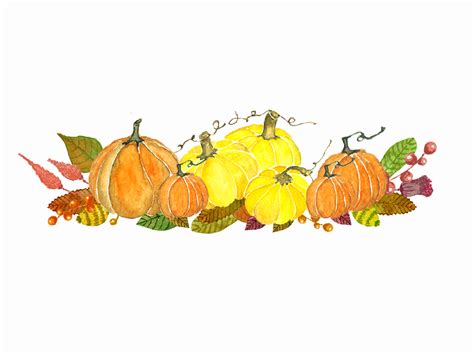 Watercolor Autumn Pumkin Clipart ~ Illustrations On Creative Market