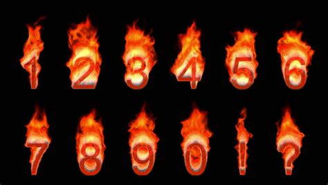 Flaming Alphabet Numbers 1 And 2 Bursting Into Flames Part Of A