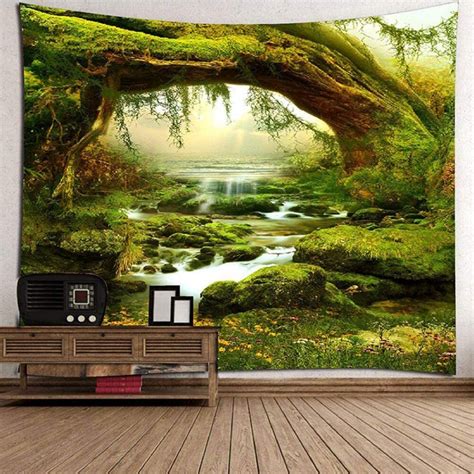 Nature Green Forest Tapestry Mystical Forest Shawl Bedroom Decor