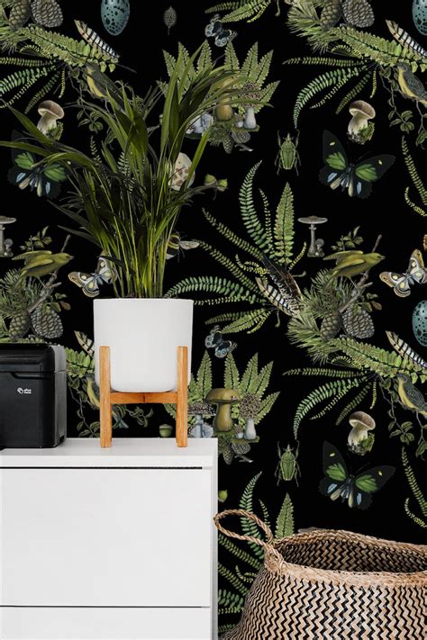 Black Botanical Wallpaper Life Styles