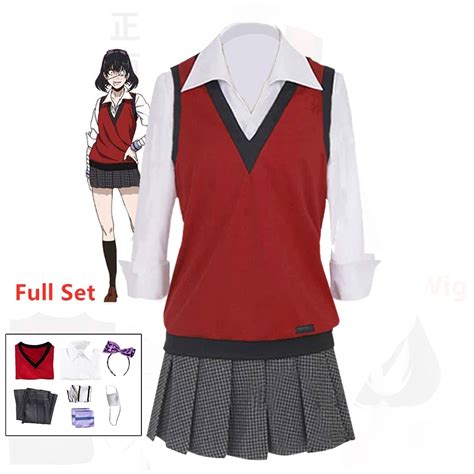 New Anime Ikisima Midari Cosplay Costume Compulsive Kakegurui School