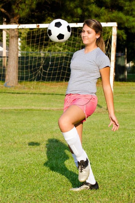 Teen Girl Juggling Soccer Ball Stock Images Image 26269724
