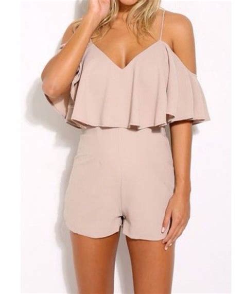Wheretoget Nude Off The Shoulder Romper Playsuits Summer Outfits