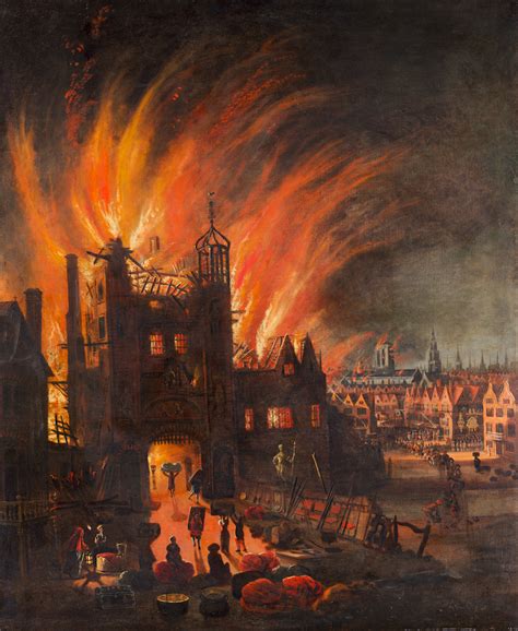 The Great Fire Of London With Ludgate And Old St Pauls Illustration
