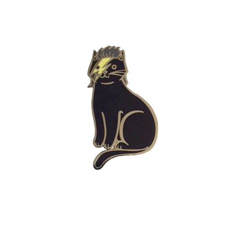 Bowie Cat Enamel Pin Black Cat Enamel Pin Halloween Enamel Etsy