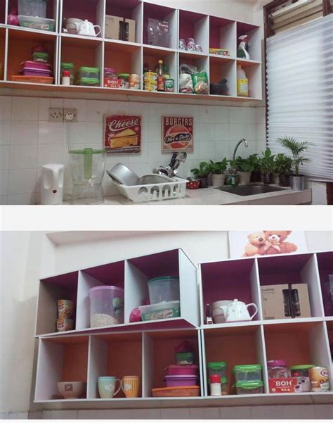 Anda nak tahu cara buat kabinet dapur diy? Diy Rak (Kabinet) Dapur Guna Rak Buku - Idea Jimat Diy Rak ...