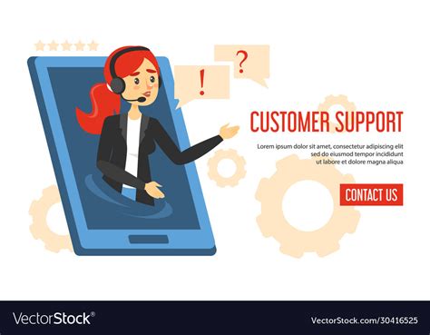 Customer Service Web Banner Design Isolated Vector Image