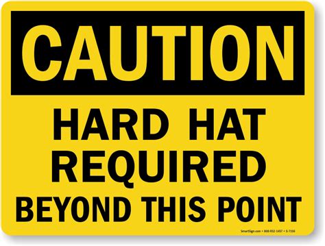 Hard Hat Required Beyond This Point Caution Osha Sign Sku S 7156