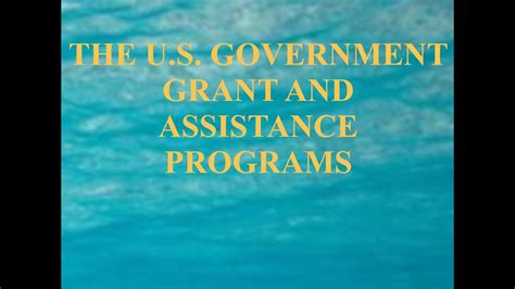 The Us Government Grant And Assistance Programs Youtube