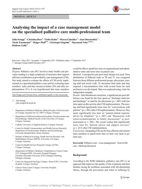 Analysing The Impact Of A Case Management Model On The Specialised