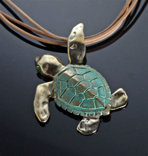 Bronze Loggerhead Pendant Turtle Jewelry Turtle Necklace Turtle Pendant