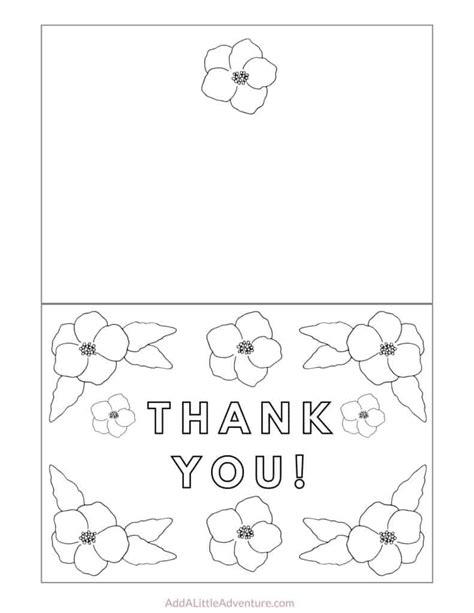 Free Printable Thank You Cards To Color Add A Little Adventure