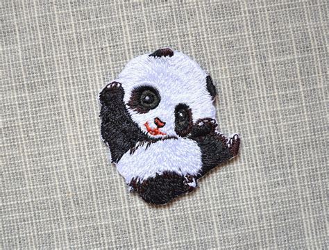 Lovely White Black Panda Patch Panda Iron On Patch Cartoon Etsy