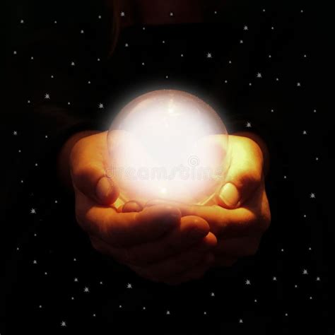 Hands Holding Glowing Crystal Ball Stock Photo Image Of Disembodied