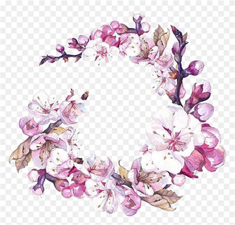 Christmas Wreath Cherry Blossom Wreath Watercolor Plant Flower