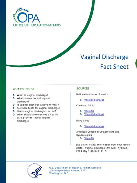 Vaginal Discharge Fact Sheet Pdf Vagina Gynaecologic Disorders