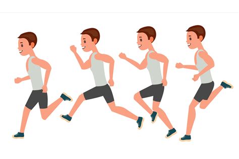 Male Running Vector Animation Frames Set Sport Athlete Fitness